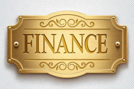 a signed carved from solid gold that reads "FINANCE"